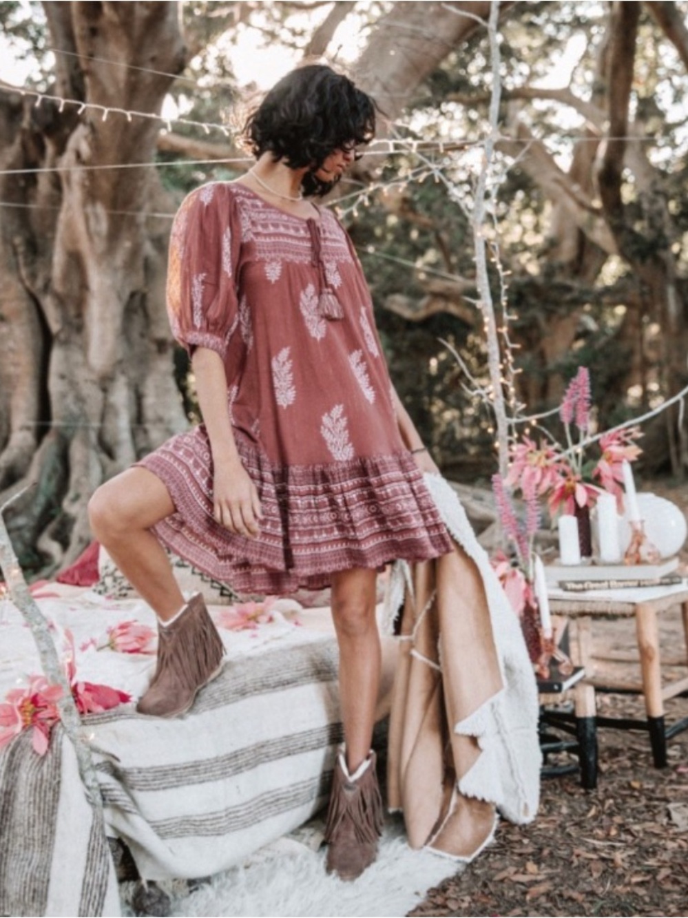 Daughters Of India Dress Womens 
Brown Metallic